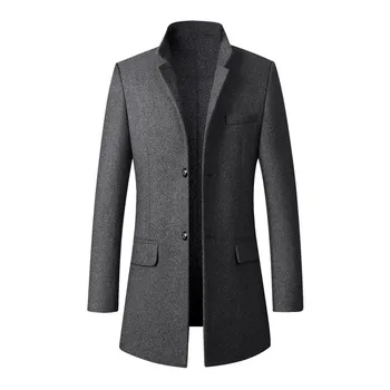 Модные мужские куртки 2024, Повседневный деловой тренч, пальто для отдыха, мужские зимние однобортные пальто, мужские куртки  10