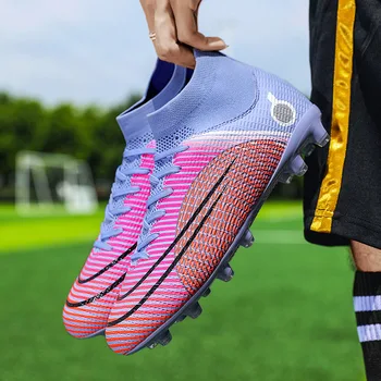 Модные фиолетовые футбольные бутсы TF / AG, мужская спортивная обувь, профессиональные полевые ботинки для тренировок, детские футбольные кроссовки для футзала, мужские  4