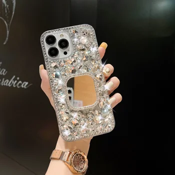 Модный роскошный чехол для мобильного телефона с зеркалом для макияжа с бриллиантами для Samsung Galaxy A50 A70S A22 A32 5G A52 A71 A51 A72 A73 A53  5