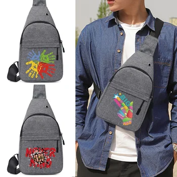 Мужская модная маленькая нагрудная сумка, сумки через плечо с USB-портом для зарядки, молодежные дорожные сумки, органайзер, рюкзак с принтом от руки  5