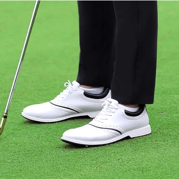 Мужская обувь для гольфа PGM в стиле Aristocrat British Brock, белая повседневная спортивная обувь с противоскользящим водонепроницаемым износостойким дизайном  5