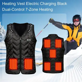 Мужская осенне-зимняя высококачественная жилетка с подогревом, 7 зон, куртки с электрическим подогревом, мужская графеновая утепленная куртка с USB-подогревом, стеганая куртка  5