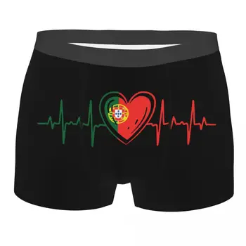 Мужские боксерские шорты с гордым португальским сердцебиением, трусики с флагом Португалии, Дышащее нижнее белье, мужские трусы с принтом S-XXL  2