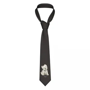 Мужские галстуки Westie с собакой Вест Хайленд-Терьер, 8 см, Милый Щенячий Галстук для мужчин, Аксессуары, Шейный платок, Реквизит для свадебного косплея  5