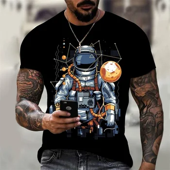 Мужские футболки с изображением Space Astronauta, 3D печать, повседневные футболки с коротким рукавом, футболка с цифровым принтом, футболка оверсайз для мужчин и женщин  4
