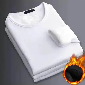 Мужское термобелье, топы, Флисовая утолщенная футболка, Тонкая нижняя теплая одежда, осенне-зимний термо-пуловер, базовая футболка с длинным рукавом  5
