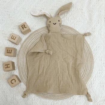 Мягкие марлевые нагрудники Кролик для куклы Успокаивающее полотенце Комфортная игрушка для сна 40JC  5
