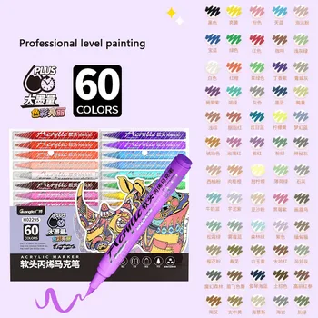Набор Акриловых красок Guangbo Brush 12 ~ 60 цветов, Водонепроницаемая ручка для рисования граффити rotulador permanente Для металлокерамических перьев  5