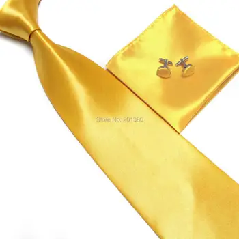Набор галстуков HOOYI Галстуки для мужчин, запонки, карманное полотенце, носовой платок, галстук золотой  5