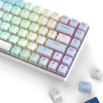 Набор из 165 клавиш Pudding Keycaps Double Shot сине-белый PBT OEM-профиль DIY Keycap для 100%, 75%, 65%, 60% Механической клавиатуры  5