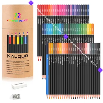 Набор масляных цветных карандашей премиум-класса, 75 шт, Цветные художественные принадлежности для студентов-профессионалов, яркие насыщенные пигменты, Экологически Чистые  5