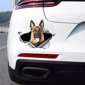 Наклейка на автомобиль, Самоклеящаяся 3D наклейка на собаку, Немецкую овчарку, Водонепроницаемые автомобильные украшения на бампер, заднее стекло, чехол для тележки  5