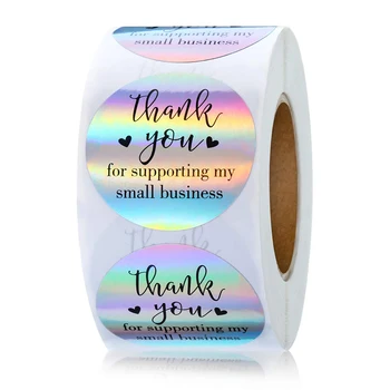Наклейки Спасибо за поддержку Моего малого бизнеса за вашу покупку Подарочная бирка Лазерная упаковка косметики Принадлежности для декора 1 дюйм  4