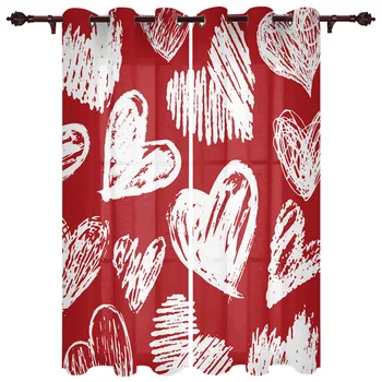 Нарисованные вручную шторы с люверсами на День Святого Валентина для спальни, гостиной, домашнего декора, обработки окон, шторы  0