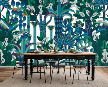 Настенная роспись по индивидуальному размеру, ностальгические растения тропического леса, 3D обои, рельефное украшение дома, обои из самоклеящегося материала  5