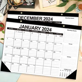 Настенный календарь Ежемесячный календарь Прочный, легко читаемый Настенный Настольный Календарь на 18 месяцев на 2024.1-2025.6 Английский Универсальный  4