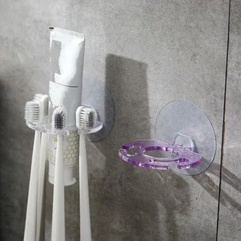 Настенный Многофункциональный держатель зубной пасты для ванной комнаты Без перфорации, Одиночная Креативная подставка1 шт.  3