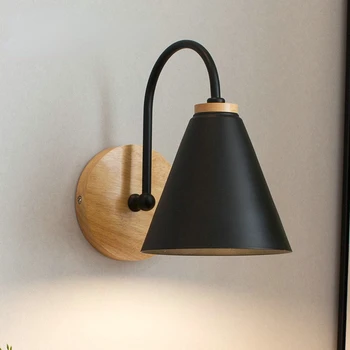 Настенный светильник, Скандинавские настенные бра, современный деревянный настенный светильник, железный держатель лампы Edison для спальни, прикроватной тумбочки, гостиной, кабинета  4