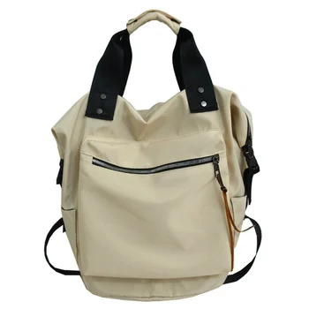 Новая водонепроницаемая повседневная сумка для ноутбука для пары школьников, однотонный нейлоновый детский рюкзак большой емкости для мужчин и женщин  5
