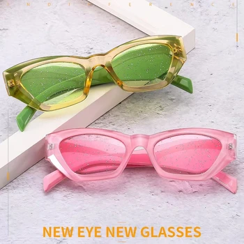 Новая европейская и американская мода, необычные солнцезащитные очки с кошачьим глазом в мелкой оправе, женские сетчатые красные солнцезащитные очки для селфи.  5
