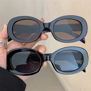 Новинка 2023 года в овальных солнцезащитных очках для мужчин и женщин, модные ретро-брендовые дизайнерские очки, Женские солнцезащитные очки ярких цветов  5