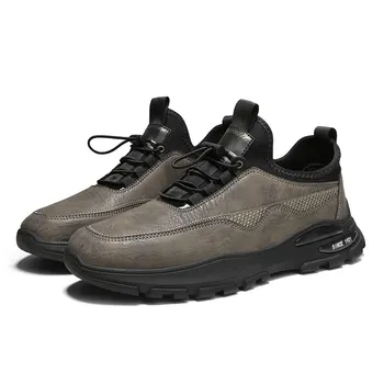 Новые кожаные кроссовки, мужская осенняя обувь, повседневная водонепроницаемая нескользящая походная обувь на платформе, Дизайнерская мужская обувь Tenis Masculino  5