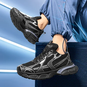 Новые мужские дизайнерские повседневные кроссовки из сетчатого материала, легкие мужские кроссовки для бега, мужская спортивная обувь на шнуровке, Мужская теннисная обувь  3