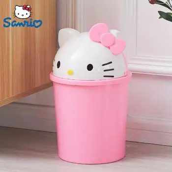 Новый Sanrio Hello Kitty Мусорный бак Мусорное ведро Мусорные баки Sanrio Kawaii Корзина для бумаг для мусора Гостиная Спальня Туалет  3