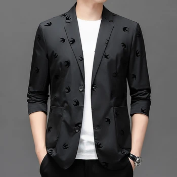 Новый бутик мужской моды Business Gentleman, Британский модный тренд, Повседневный приталенный Корейский блейзер для церемонии бракосочетания  5