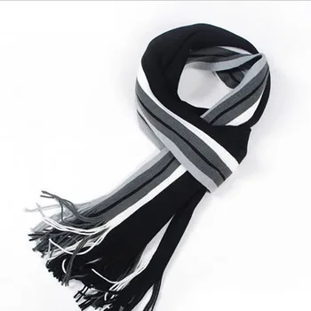 Новый мужской Молодежный модный Полосатый шарф Осень-зима, теплый Кашемировый вязаный шарф, Шерстяной шарф, Шерстяная мягкая накидка, Шаль  5