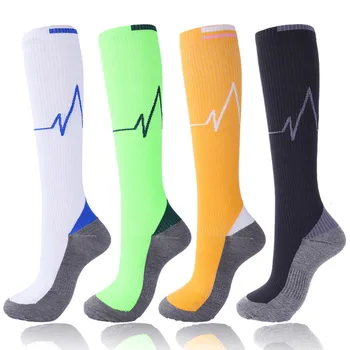 Носки для медсестер, спортивные носки для велоспорта, мужские и женские компрессионные носки для бега, комфортные красочные однотонные носки под давлением  5
