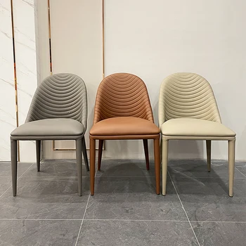 Обеденный стул в итальянском стиле Nordic light роскошный домашний кожаный стул для гостиной ресторана со спинкой  2