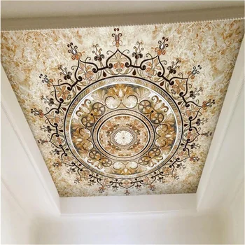 Обои beibehang на заказ с 3d золотым европейским рисунком, подвесной потолок в европейском дворцовом стиле, фоновая стена, вилла, 3d фреска  5