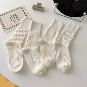 Однотонные Черно-белые Носки JK, Эластичные Длинные Носки для школьниц в японском стиле, женские повседневные Хлопковые носки Harajuku  5