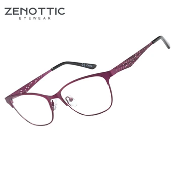 Оптические очки ZENOTTIC 2023 Cat Eyes в оправе для женских металлических очков, модные очки из сплава  4