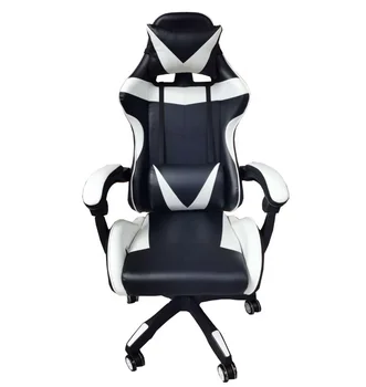 оптовый компьютерный офисный игровой стул для ПК по дешевой цене, игровой стул из искусственной кожи белого цвета с подставкой для ног  5