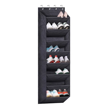 Органайзер для обуви над дверью шкафа С большими глубокими карманами, узкая подставка для обуви для подвешивания ботинок на двери  5