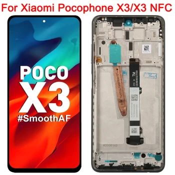 Оригинальный ЖК-дисплей Для Xiaomi Poco X3 NFC-Дисплей С Рамкой 6,77 Дюймов 10 Touch Pocophone X3 M2007J20CG ЖК-дисплей С Сенсорным Экраном Запчасти  3
