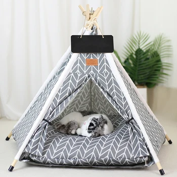 Палатка для домашних животных с большим пространством на колесиках и съемной подушкой Палатка для собак Внутренняя подушка съемная и ее легко чистить Домик для домашних животных  5