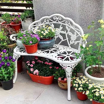 Парковый стул, любовное сиденье с рисунком розы, дворовая скамейка, садовое кресло на балконе, литое алюминиевое твердое кресло для отдыха, металлическая мебель, горячая распродажа  0