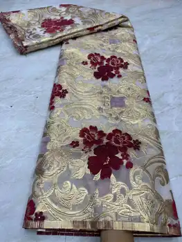 Парчовые Жаккардовые ткани, Африканское кружево, Высококачественная Свадебная Органза 2024 года, Жаккардовая Дамасская ткань для свадебного платья  5