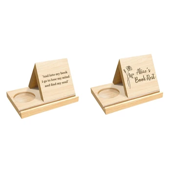 Персонализированная деревянная треугольная подставка для книг С держателем для кофейной чашки, изготовленная на заказ подставка для страниц книги с цветами для рождения Простота установки  5