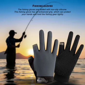 Перчатки для рыбалки на открытом воздухе с 2 Отрезанными пальцами Велосипедные Перчатки  1