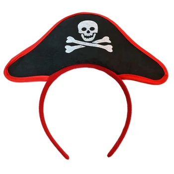 Пиратская шляпа на голову, обруч для волос на Хэллоуин, Повязка для волос, Пиратский головной убор для косплея  5
