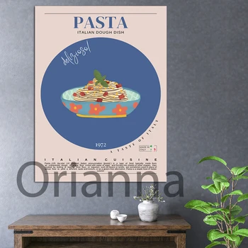 Плакат с пастой в стиле ретро, Итальянская кухня, Настенное искусство, Италия, Принты с едой, Современный декор кухни, Винтажный дизайн еды, Художественные принты на холсте  5