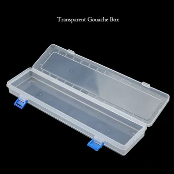 Пластиковый прозрачный футляр для хранения коробки для гуаши с пряжкой, Органайзер для студенческих акварельных кистей, коробки для ручек, держатели канцелярских принадлежностей.  5