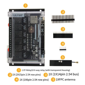 Плата разработки 6-полосного реле LILYGO T-Relays3 ESP32-S3, черный ЖК-дисплей, плата расширения беспроводного модуля Wifi Bluetooth  3
