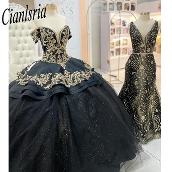 Платья Black Princess Quinceanrea 2024 Бальное платье с 3D-цветами Sweetheart XV Sweet 16 Tulle Vestido De 15 Quinceaneras  5