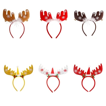 Повязка на голову MXMB с рождественскими оленьими рогами, лента для волос из оленьего рога, повязка на голову из лося, обруч для волос  10