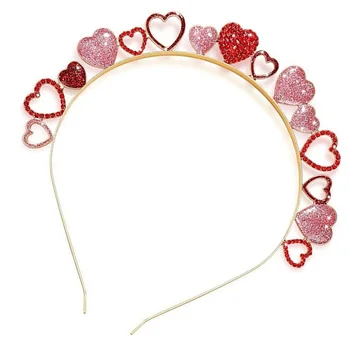 Повязка на голову с кристаллами в виде женского сердца, Устойчивые романтические повязки на День Святого Валентина для женщин, украшение для волос девочек-подростков  5